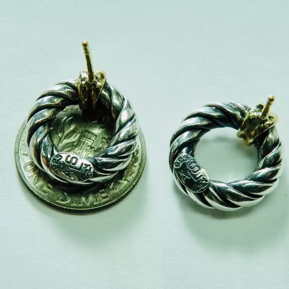 ❤️ Twisted Cable Earrings 925 18K ITALY - Picture 4 of 7